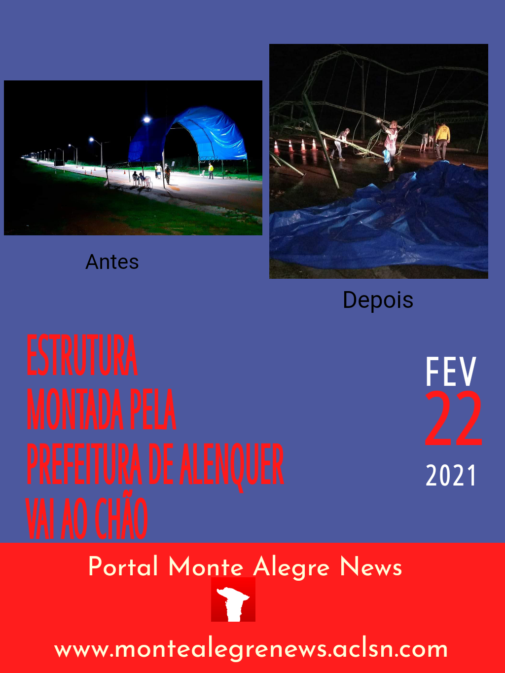 Tenda montada em estrada na cidade de Alenquer vai ao chão