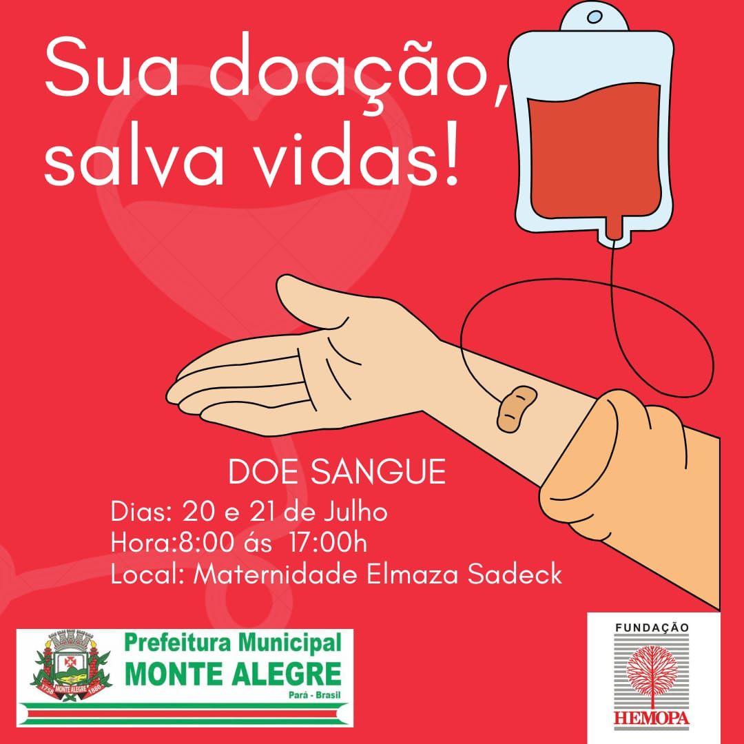 Campanha de doação de sangue inicia hoje com uma carreata pelas ruas da cidade com a presença do mascote em Monte Alegre